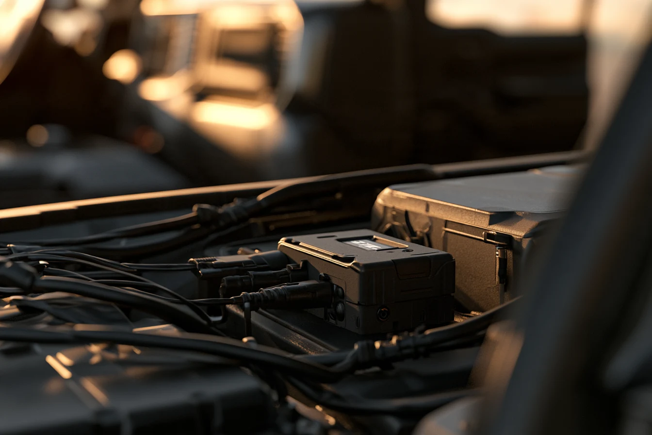 Installed connected tracking hardware representing an IoT GPS tracking system