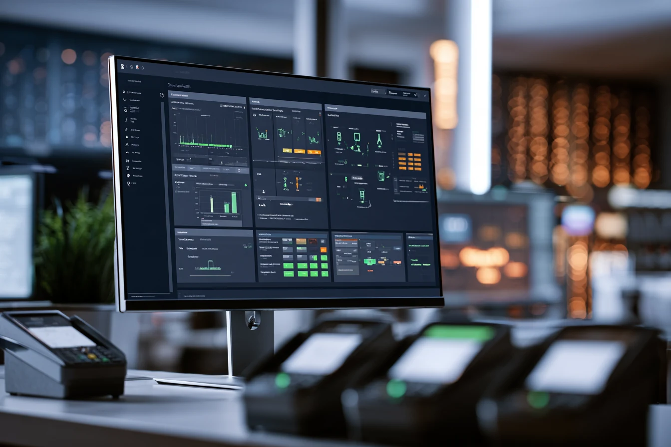 Operations dashboard monitoring a fleet of electronic terminals
